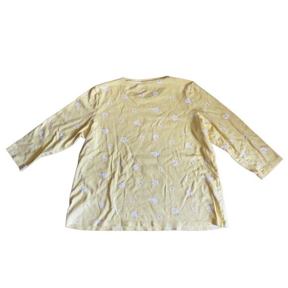 Kim Rogers Women's Floral Bunny 3/4 Sleeve Crew Neck Printed Top Size Large - Picture 5 of 6